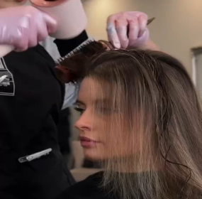 Blow-drying after restorative hair treatment by Alina Kalinichenko, Isle of Wight