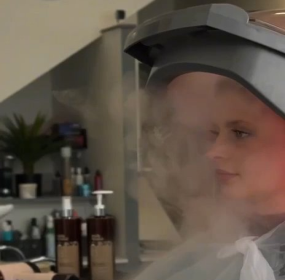 Hair treatment under ion mist steamer for deep repair by Alina Kalinichenko